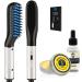 Beard Straightener w/Beard Balm & Beard Growth Oil & Beard,UPGRADED 3 in 1 Hair Straightener Brush Beard Straightening Comb,Unique Stocking Stuffers Gifts for Men Women Him