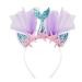 Frcolor Glitter Mermaid Headband with Mesh Princess Girls Hairbands Party Favors Ears Hairband (Blue Tail)