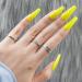 Long Coffin Press on Nails  Jofay Fashion Fake Nails Reusable  Glossy False Nails with Glue  Solid Color Stick on Nails for Women Girls Gift  Acrylic Nail Tips  Fluorescent Yellow  24pcs