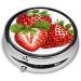 Fresh Strawberry Mini Round Pill Box 3 Compartment Travel Organizer for Medicine Pocket & Home Use - Buy Online on GoSupps.com