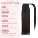 Wrap around Ponytail Hair Extension with Clip in One Piece Remy Human Hairpiece Straight 16 inches #1B Natural Black - Buy Online on GoSupps.com
