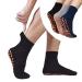 Non Slip Socks for Men House Socks with Grips 3 Pairs Anti-Skid Yoga Pilates Tile Wood Floors Hospital Slipper Socks 01 Black+gray+navy Blue 13-15