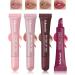 Tinted Lip Balm Kit-4Pcs Peptide Hydrating Lip Tint Moisturizer Jelly Lip Treatment Balm Non-Stick Lip Care Glow Reviver Lip Oil Yummy Glowy Lip Gloss Christmas Makeup Gift for Women-Set C Setc-01+02+03+04