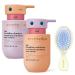 Evereden Happy Hair Duo for Kids: Vegan Shampoo and Conditioner Set with Detangler Brush - Strengthens & Smooths All Hair Types Shampoo and Conditioner + Brush