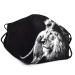 Euly fabric mask mouth-nose protection facial mask washable reusable cotton women men's cotton protection anti dust resistant against saliva dust protection mask 2-layer (lion black)