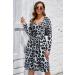 OUGES Women's Spring Casual Midi Dress with Long Sleeve V-Neck and Floral Print - S Leopard02 - Buy Online on GoSupps.com