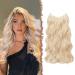Feshfen Invisible Hair Extensions Secrets Hair extensions Mixed honey blonde platinum blonde synthetically adjustable curly hair Long wavy secret hair part for women 45cm 45 cm-h01 honey blonde mixed platinum blonde h01