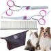 DKDDSSS 4 Pieces Dog Grooming Scissors Pet Grooming Scissors with Safety Round Tip Pet Dog Cat Curved Grooming Shears Scissors Professional Thinning Shears Grooming Comb for Dogs and Cats (Pink)