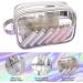 Lermende Clear 2 Layer Makeup Bag Water-Resistant PVC Travel Organizer for Women - Silver - Buy Online on GoSupps.com