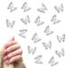 20pcs Butterfly Nair Charms 3D Metal Butterfly Nail Gems Alloy Nail Art Charms Shiny Butterfly Crystal Nail Art Decoration Supplies for Girls Women (Silver)