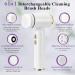Easterville Rechargeable Facial Cleansing Brush - IPX6 Waterproof Spin Face Scrubber with 3 Speeds & 6 Brushes for Exfoliation - Silicone Face Cleanser (A-White) - Buy Online on GoSupps.com