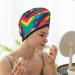 Rainbow Flowers Coral Velvet Dry Hair Cap with Buttons - Anti Frizz for Curly Long & Thick Hair - Black | International Shipping Available - Buy Online on GoSupps.com