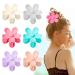 6 pieces of matt flower hair clips flower shape slide -resistant hair clips women girls hair clip non -slip hair claw flower leaf large clips for women thick/thin hair 6 colors white