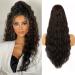 FORCUTEU Ponytail Extension 28 Inch Drawstring Ponytail Dark Brown Long Curly Wavy Clip on Ponytails for Women Synthetic Hairpiece for Daily Use Party 28 Inch Dark Brown