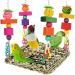 Bird Toys Parakeet Toys Conure Toys Bird Foraging Wall Toy Seagrass Woven Hammock Swing Mat for Climb Perch Swing with Colorful Wooden Chewing Toys for Lovebirds Parakeets Conure Cockatiel (Middle)