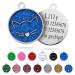 Ibera Gifts - Personalized cat brand for medium to large cats in round shape with a cat with engraving name collar brand address trailer cat neck band (glitter blue) blu glitter