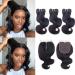  Brazilian Hair Bundles with Closure Body Wave 10A Virgin Human Hair Bundles with Closure 4x4x1 Wet N Wavy 3 Bundles with Closure Middle T Part Short Bob Human Hair (10 10 10+10，50g/Bundles