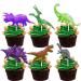 18pcs Glitter Brightly Colored Dinosaur Dessert Cupcake Topper Ancient Animal Theme Baby Shower Girls Boys Happy Birthday Party Decor Supplies Decorations