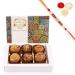 Ghasitaram Gifts Jaiccha Rakhi Gifts for Brothers - Assorted laddoos Box 6 Pcs with Pearl Beads Rakhi