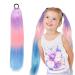 EUPSIIU 24 inch Ponytail Braiding Hair Rainbow Ponytail Extensions Colorful Braid Hair Extension Jumbo Braids Hair Extension Mermaid Pony Tail Fashion Synthetic Wig for Girl Women (Multicolor)