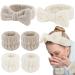 WHAVEL 6 PCS Face Wash Headband Wristband Set  Spa Headband Makeup Skincare Headbands Wrist Bands for Washing Face (Beige  Light coffee)