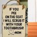 Funny Bathroom Wooden Shield - Humorous Art with Slogan: 'If You Pee on the Seat I Scrub It with Your Toothbrush!' - Perfect Gift for Home D cor - Buy Online on GoSupps.com
