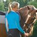 Horze Women's Trista Long Sleeve Sun Shirt | Moisture-Wicking with UV Protection in Paradise Blue/White - Size 6 - Buy Online on GoSupps.com