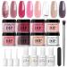 AZUREBEAUTY 17 Pcs Dip Powder Nail Kit Starter, Classic Pink Nude Neutral Clear Colors Acrylic Dipping Powder Liquid Set with Base/Top Coat for French Nails Art Manicure Beginner Party Gift DIY Home 01A-Nude pink