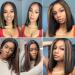 Ombre Brown V Part Human Hair Wig 14 Inch - Short Straight Bob Highlighted Wig for Women - Buy Online on GoSupps.com