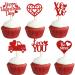 Happy Valentine's Day Cupcake Toppers Heart Love You Food Picks Wedding Anniversary Engagement Bridal Shower Party Favors
