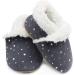 Dotty Fish Suede Baby Slippers | Warm Fleece Lined Infant Toddler Shoes | Non-Slip Soft Sole for Boys Girls | Silver Stars Design | 0-6 Months to 5-6 Years - Buy Online on GoSupps.com