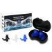 Swimming Ear Plugs 3 Pairs Professional Waterproof Reusable Silicone Earplugs for Swimming Surfing Snorkeling Showering Bathing Suitable for 14+ and Adult Adults&teens 14+(black White Blue)