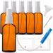 Handsunity 50ml-6 StK spray glass bottle-pharmacy amber glass bottle set with white atomizer glass spray bottle made of brown las including 17 accessories 50ml-6 pieces white cap