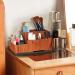 Buy Large Wood Grain Yellow Toothbrush Holder - Electric Toothbrush & Razor Storage Easy to Clean & Removable Stand - Multifunctional Organizer for Bathroom - Buy Online on GoSupps.com
