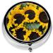 Sunflower Round Pill Box - 3 Compartment Travel Medicine Organizer | Portable Decorative Pocket Vitamin Holder - Buy Online on GoSupps.com