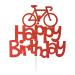 LissieLou Bicycle Style Happy Birthday Cake Topper Decoration in Red Made in the UK