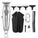 Kemei Professional Hair Clippers Beard Trimmer for Men T-Blade Outliner Barber Grade Electric Clippers All-in-One Grooming Solution Cordless Silver
