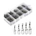 Fishing Swivel Snap Connector Rolling Ball Bearing Snap Swivels Fishing Tackle Kit, 210Pcs/Box Size 2 4 5 6 8