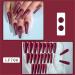 Wine Red Color Glossy Fake Nail Coffin Long Press on Nails Tips Nail Art Decoration for Women and Girls Manicure 24pc - Buy Online on GoSupps.com