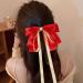 Bowknot Ribbon Decor Hair Barrette Back Head Spring Hair Clip Ribbon Bow Clip with Golden Edge Hair Accessories Red - Buy Online on GoSupps.com