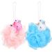 Lurrose 2pcs Unicorn Shower Loofah Exfoliating Mesh Shower Ball Pouf Kids Bath Sponge Body Cleaner Deep Cleaning Loofah Bath Sponge