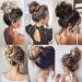 Real Fashion Hair Bun Extensions Messy Curly Hair Scrunchies Hairpieces Donut Updo Chignon Hair Piece for Women Girls Light Auburn to 26# Blonde - Buy Online on GoSupps.com