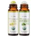 BodyJ4You Lemon + Peppermint Essential Oil Roll On Duo - Pure 100% USDA Organic MCT Coconut Oil - Yellow Jade and Clear Quartz Stone Rollers - Uplift Cooling Aroma Wrist Neck Temples - Amber Glass Bot