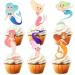 18pcs Colorful Glitter Mermaid Dessert Cupcake Topper Under The Sea Theme Decor Supplies Baby Shower Boy Girl Happy Birthday Party Decorations