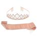 MAGICLULU 3 Sets Party Decoration Scrunchies Wedding Headpiece Bride Happy Birthday Sash Crown Party Decorative Crown Headband Gold Ceremonial Belt Alloy Material