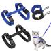 2 pieces of adjustable nylon whirring cat leash harness cat leash kitten neck band blue soft cat dishes with leash for kitten puppy rabbits rabbit black + blue