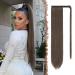 Fine long smooth ponytail hair part synthetic hair extension braid hair extension for women girls light brown 60 cm 60 cm (1 Pack) light brown