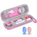 Tunyinsh travel case for electrical toothbrushes for oral b/oral-B Pro/phlips Sonicare electrical toothbrush portable travel case with 2 toothbrush heads silicone protective cover (pink) pink case and 2 caps