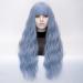 FVCENT 27 Long Light Blue Curly Synthetic Wig with Bangs for Women & Girls - Charming & Stylish eCommerce Hair Products - Buy Online on GoSupps.com