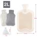 Premium 2L Hot Water Bottle with 2 Knitted Cases - Leak-Proof Washable Warm-Up Bag for Pain Relief (White & Gray) - Buy Online on GoSupps.com